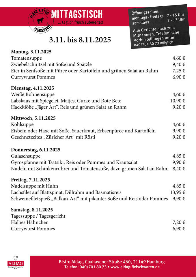 KW45 2025 Speisekarte