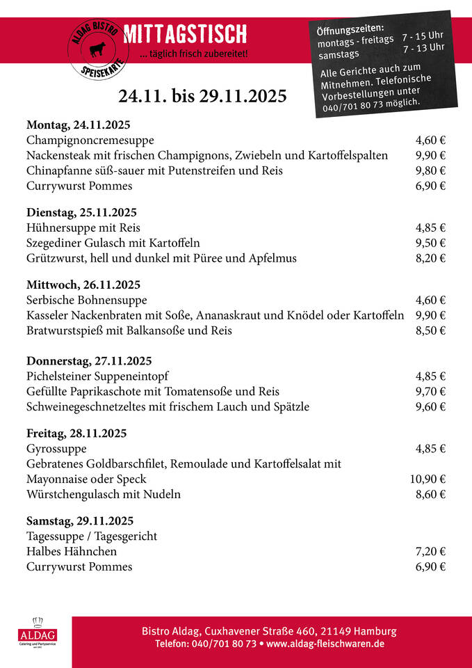 KW48 2025 Speisekarte