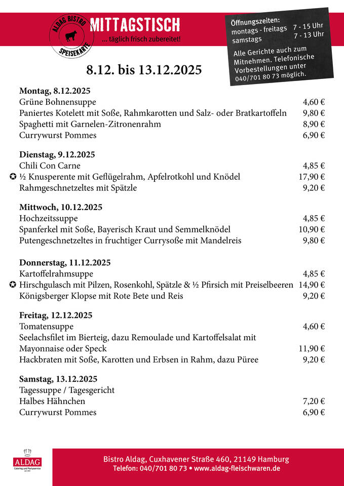 KW50 2025 Speisekarte